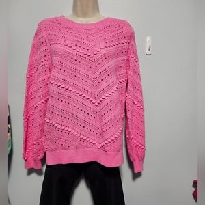 LOFT Vibrant Pink Crew Neck Sweater